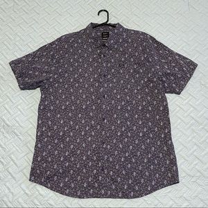 RVCA Men’s Slim Fit Patterned Button Down Shirt (Size XXL) - Blue